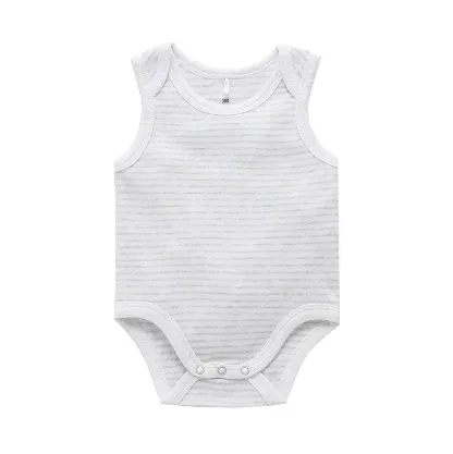 Singlet Bodysuit - Pale Grey Melange Stripe