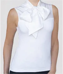 SkinnyShirt Pussy Bow Collared Sleeveless Shirt