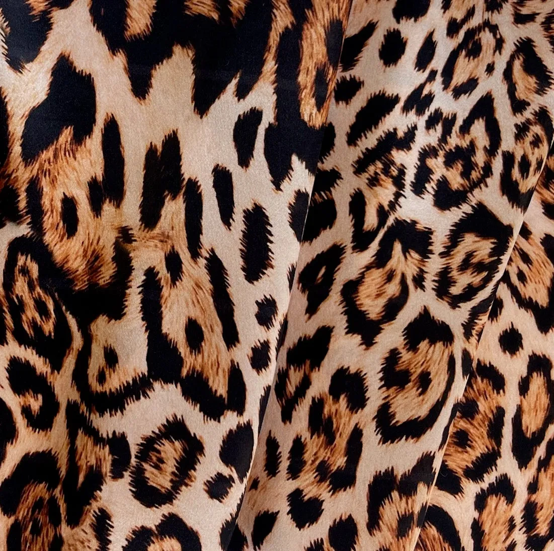 Sophisticated Jaguar Spots on Blush Silk Satin Charmeuse (Made in Italy)