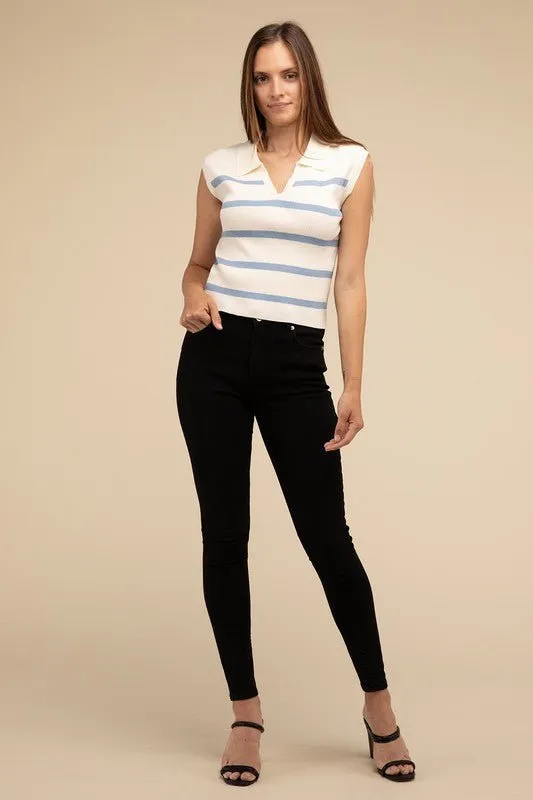 Striped Polo Top