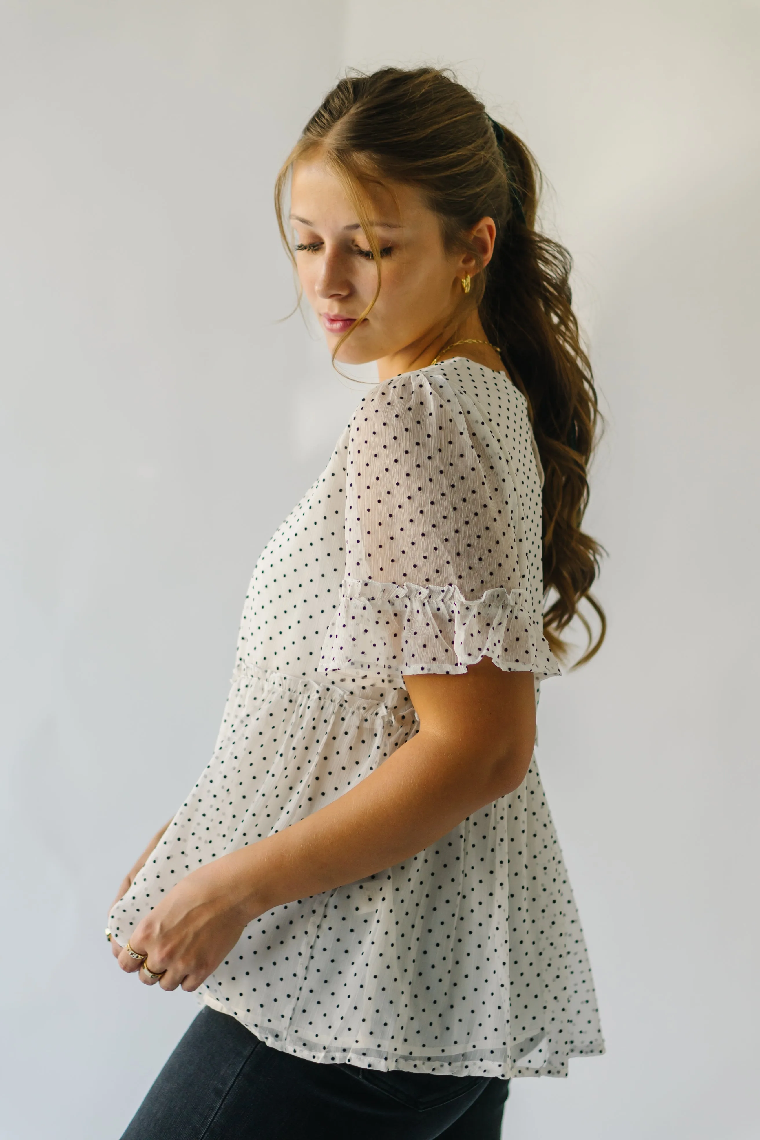 The Duran Polka Dot Peplum in Ivory