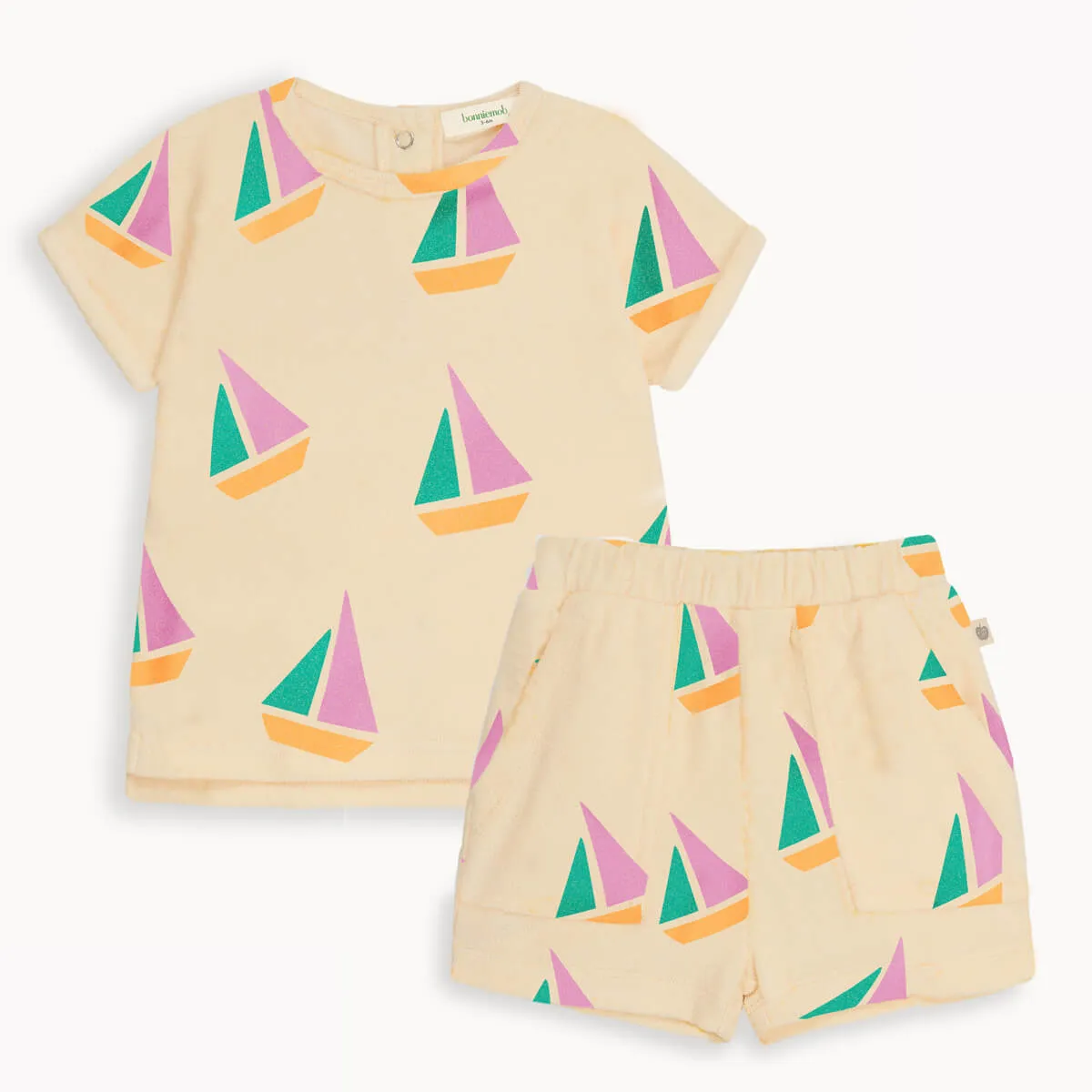 Topper & Tiller Set - Pink Sailboat Baby & Kids T-Shirt & Short Set