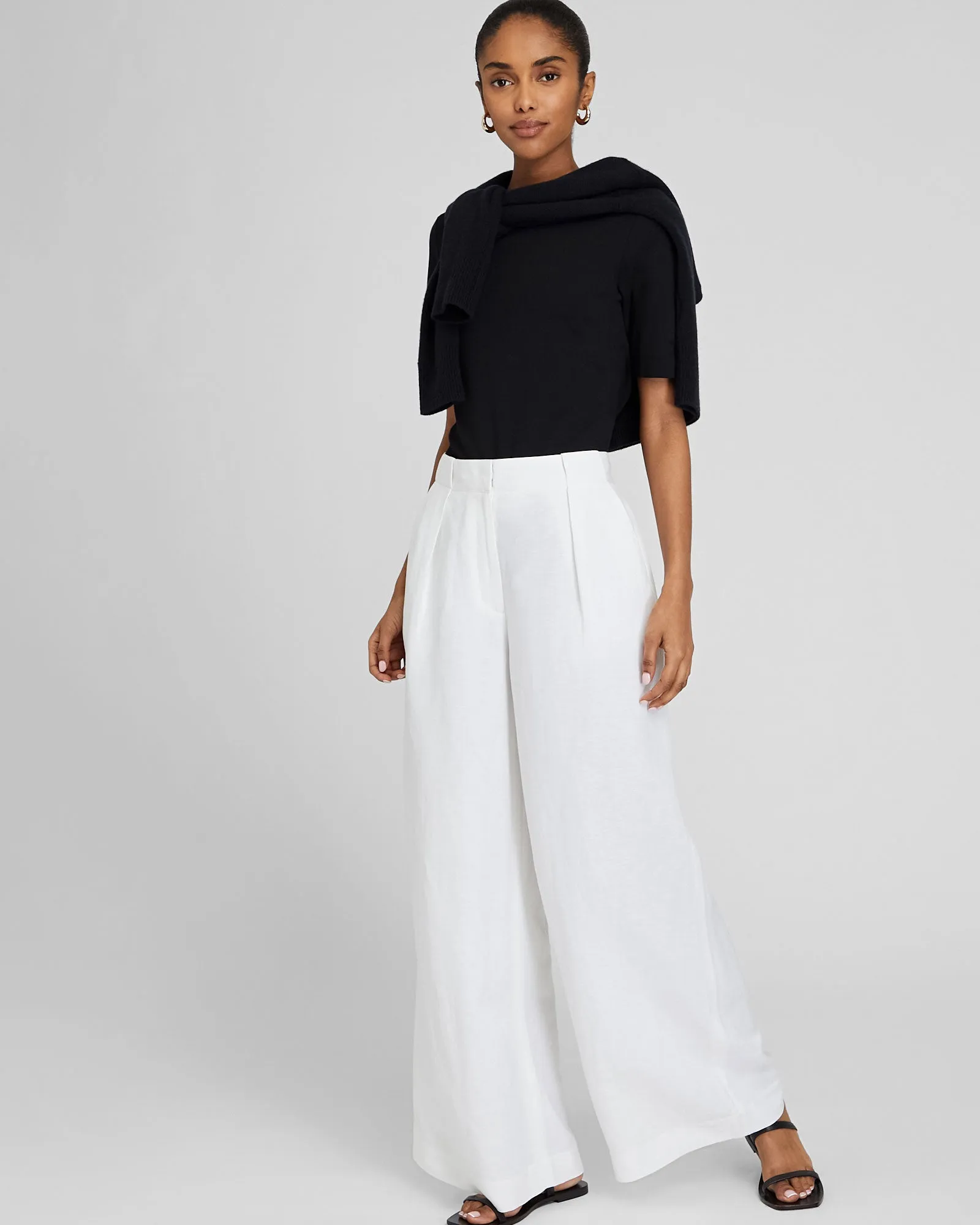 Wide Leg Linen Blend Trouser