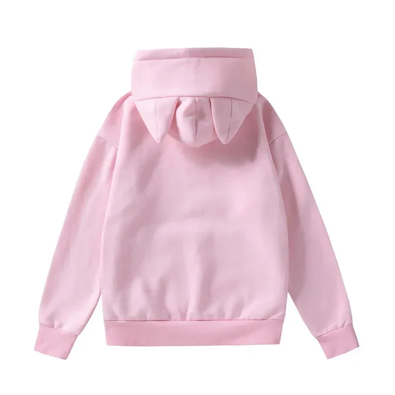 Women's Solid Sweatshirt Pullovers with Cat Ears/Loose Hoodies