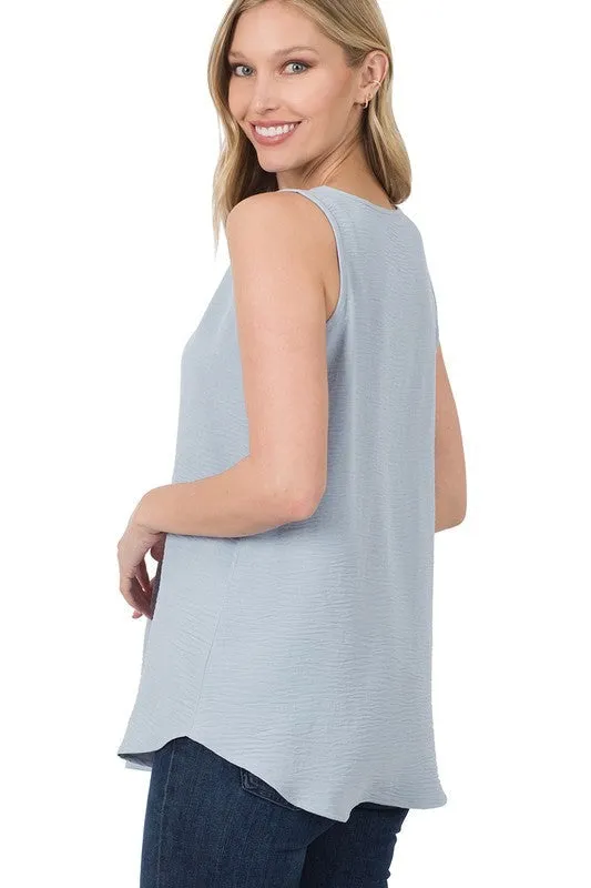 Woven Airflow V-Neck Sleeveless Top